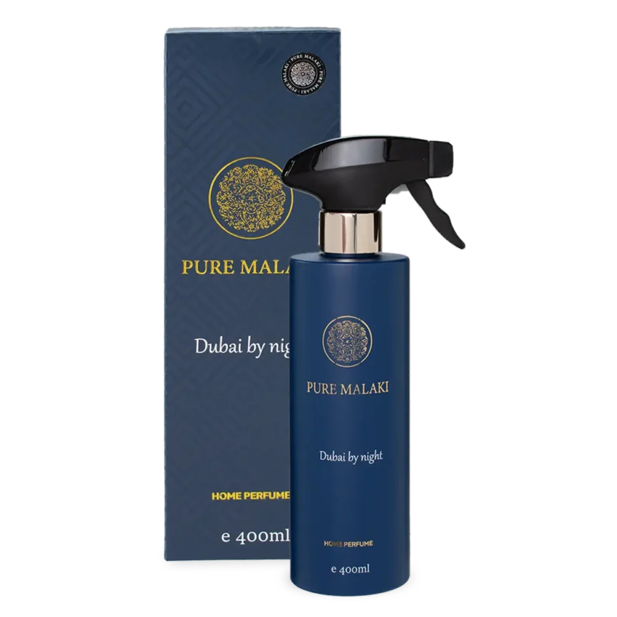 Dubai By Night huisparfum Luxe huisgeur fles en verpakking Dubai By Night van PureMalaki®