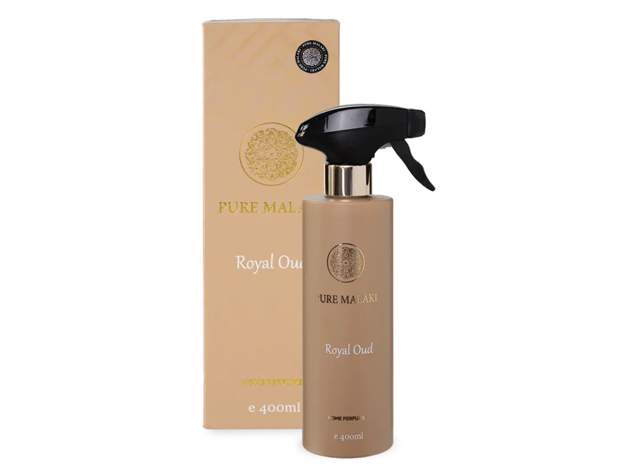 Luxe huisgeur fles en verpakking Royal Oud van PureMalaki®