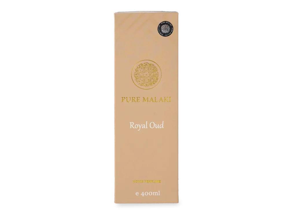 Verpakking van luxe huisgeur Royal Oud van PureMalaki®