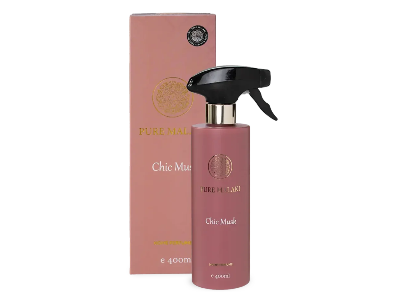 Luxe huisgeur fles en verpakking Chic Musk van PureMalaki®